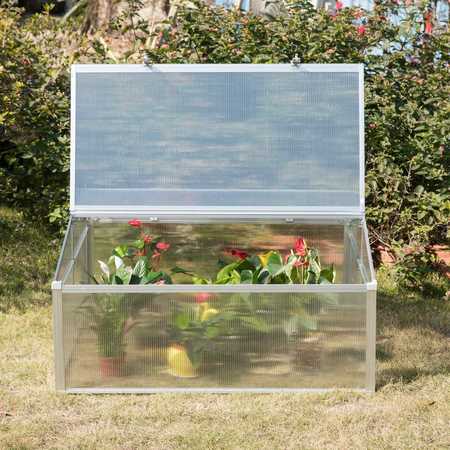 Gardenised Mini Greenhouse Flower Box, Plant Protector Garden Pot with Double Sided Roof QI003906